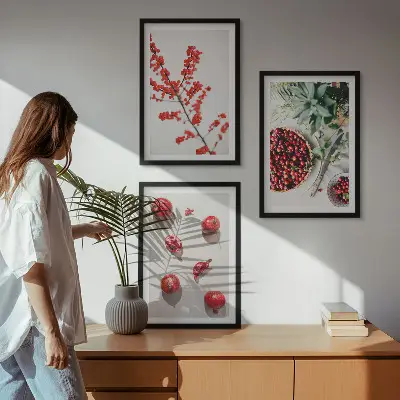 Fotowand minimalistische planten met rode vruchten