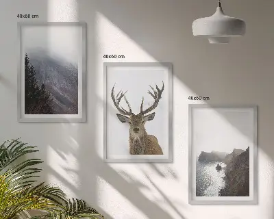 Wanddecoratieset schilderijen berglandschap met een hert