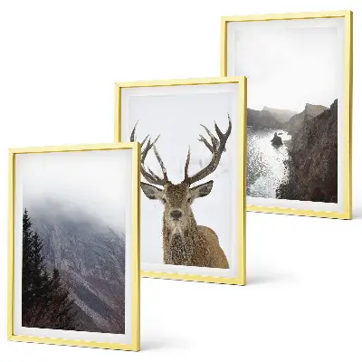 Wanddecoratieset schilderijen berglandschap met een hert