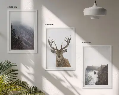 Wanddecoratieset schilderijen berglandschap met een hert