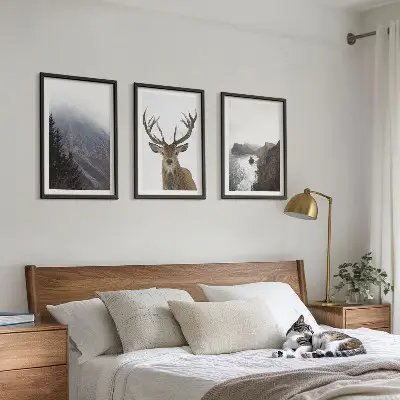 Wanddecoratieset schilderijen berglandschap met een hert