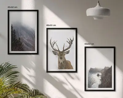 Wanddecoratieset schilderijen berglandschap met een hert