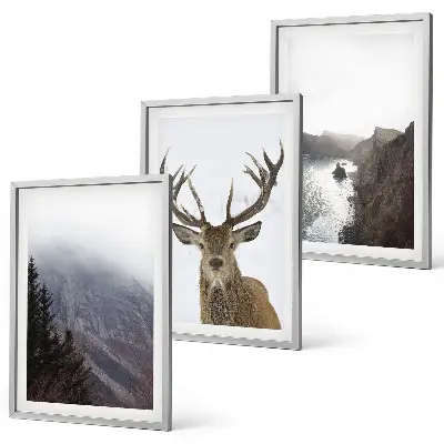 Wanddecoratieset schilderijen berglandschap met een hert