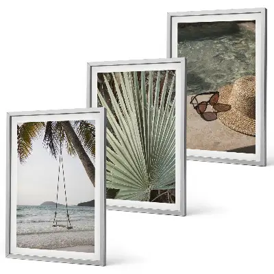 Wanddecoratieset met schilderijen decoratie met strand, schommel en bladeren met vakantiethema