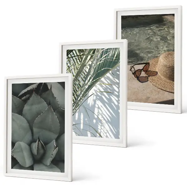 Wanddecoratie set schilderijen tropische planten vakantie