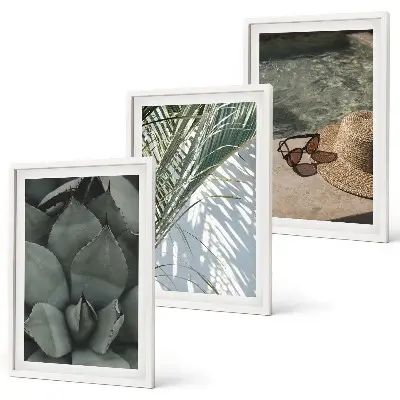 Wanddecoratie set schilderijen tropische planten vakantie