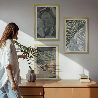Wanddecoratie set schilderijen tropische planten vakantie