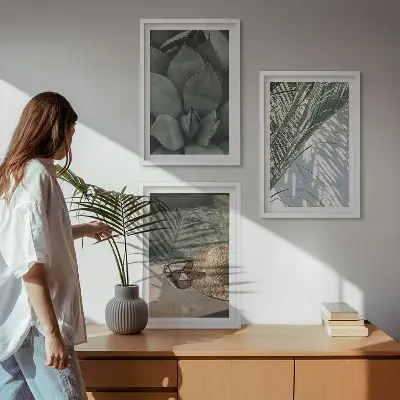 Wanddecoratie set schilderijen tropische planten vakantie