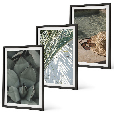 Wanddecoratie set schilderijen Tropikalne rośliny wakacje