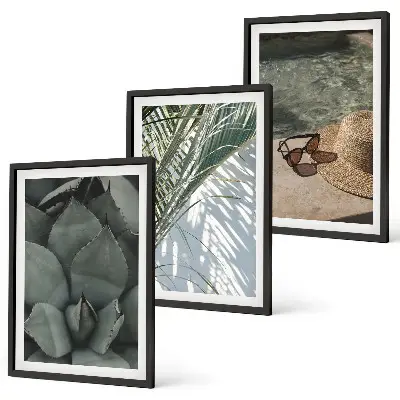 Wanddecoratie set schilderijen tropische planten vakantie