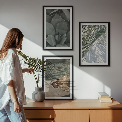 Wanddecoratie set schilderijen Tropikalne rośliny wakacje