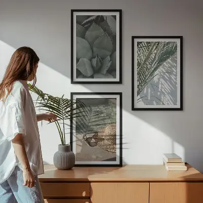 Wanddecoratie set schilderijen tropische planten vakantie