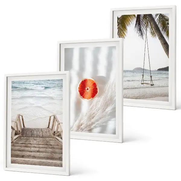 Fotowand met een tropische strand en houten trap
