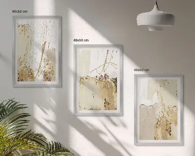Wanddecoratieset schilderijen abstracte patronen in beige en wit