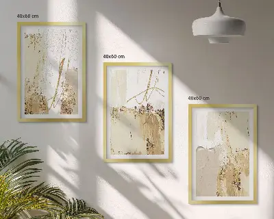 Wanddecoratieset schilderijen abstracte patronen in beige en wit