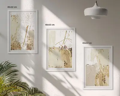 Wanddecoratieset schilderijen abstracte patronen in beige en wit