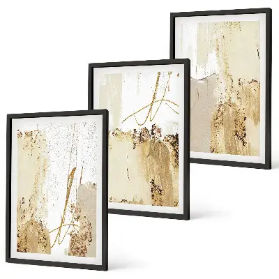 Wanddecoratieset schilderijen abstracte patronen in beige en wit