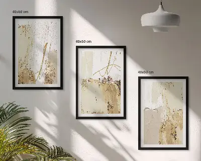 Wanddecoratieset schilderijen abstracte patronen in beige en wit