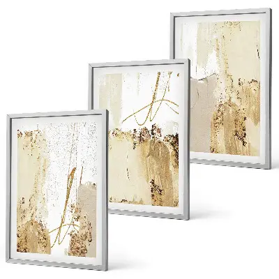 Wanddecoratieset schilderijen abstracte patronen in beige en wit