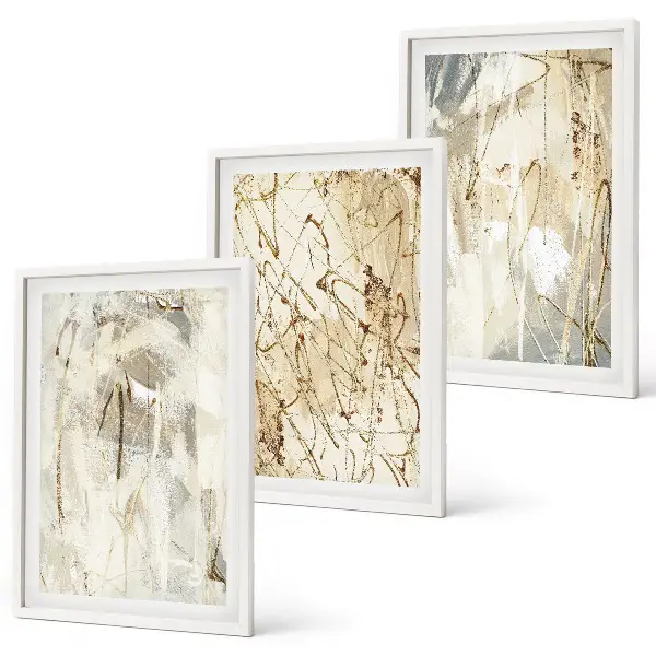 Wanddecoratieset schilderijen abstracte patronen in beige en grijs