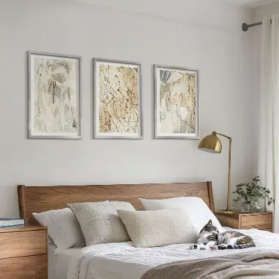 Wanddecoratieset schilderijen abstracte patronen in beige en grijs