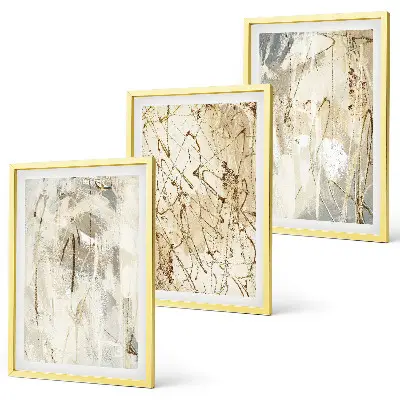 Wanddecoratieset schilderijen abstracte patronen in beige en grijs