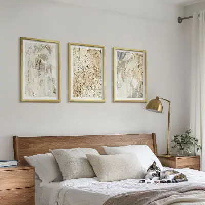 Wanddecoratieset schilderijen abstracte patronen in beige en grijs