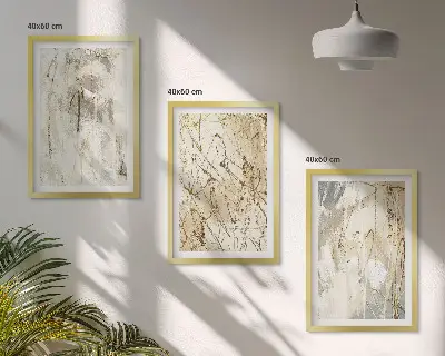 Wanddecoratieset schilderijen abstracte patronen in beige en grijs