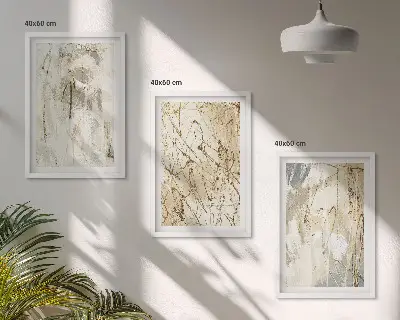 Wanddecoratieset schilderijen abstracte patronen in beige en grijs