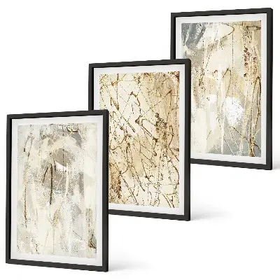 Wanddecoratieset schilderijen abstracte patronen in beige en grijs
