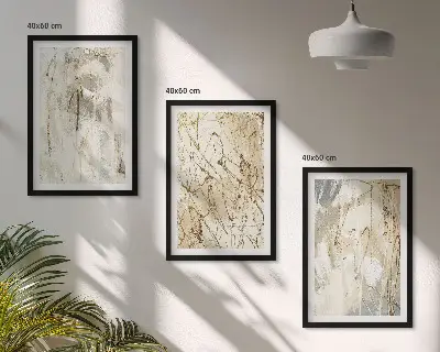 Wanddecoratieset schilderijen abstracte patronen in beige en grijs