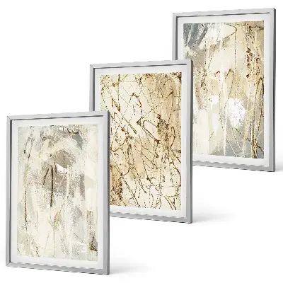 Wanddecoratieset schilderijen abstracte patronen in beige en grijs
