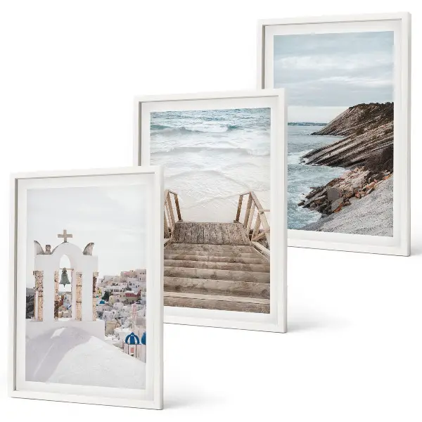 Wanddecoratieset schilderijen met architectuur van Santorini