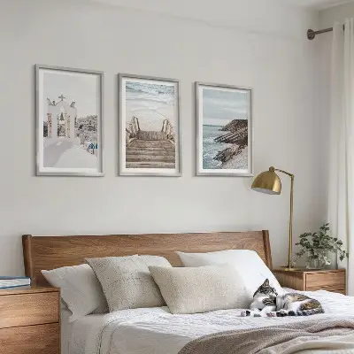 Wanddecoratieset schilderijen met architectuur van Santorini