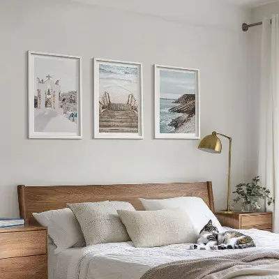 Wanddecoratieset schilderijen met architectuur van Santorini
