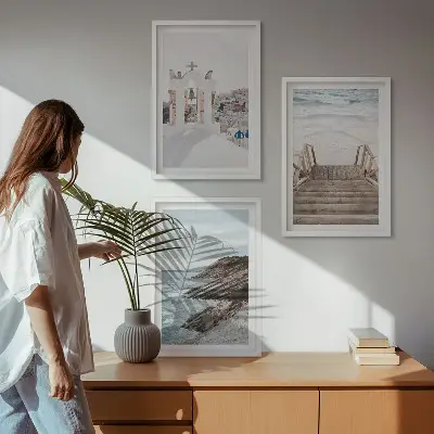 Wanddecoratieset schilderijen met architectuur van Santorini