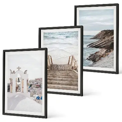 Wanddecoratieset schilderijen met architectuur van Santorini