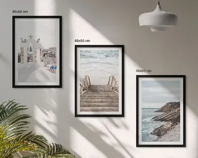 Wanddecoratieset schilderijen met architectuur van Santorini