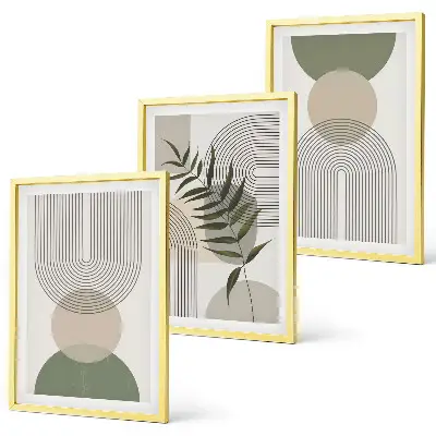 Wanddecoratieset met schilderijen abstracte vormen met groentinten