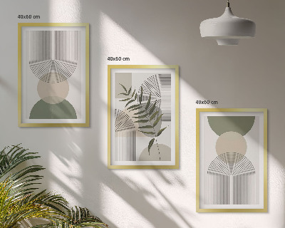 Wanddecoratie set schilderijen Abstrakcyjne kształty z zielenią