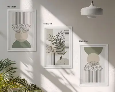 Wanddecoratieset met schilderijen abstracte vormen met groentinten
