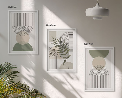 Wanddecoratie set schilderijen Abstrakcyjne kształty z zielenią