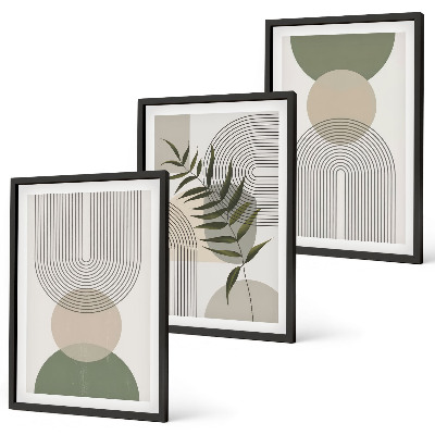 Wanddecoratie set schilderijen Abstrakcyjne kształty z zielenią