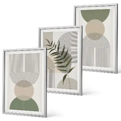 Wanddecoratieset met schilderijen abstracte vormen met groentinten
