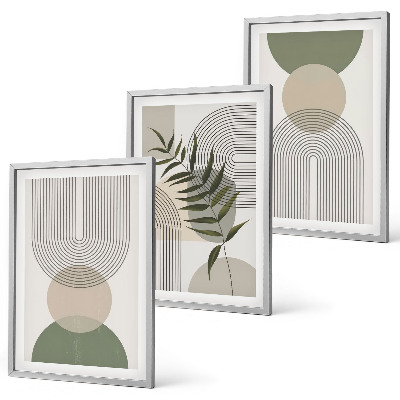 Wanddecoratie set schilderijen Abstrakcyjne kształty z zielenią