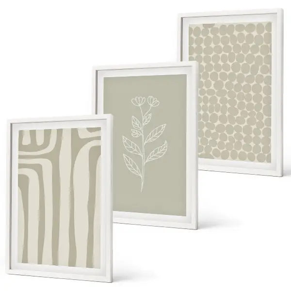 Set schilderijen voor wanddecoratie met geometrische plantmotieven