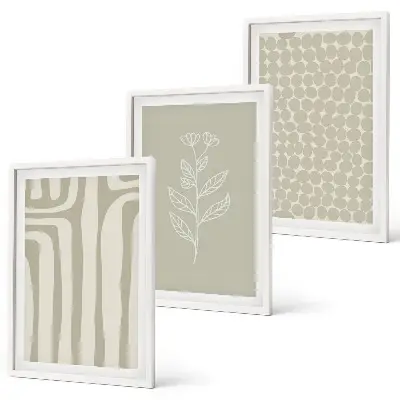 Set schilderijen voor wanddecoratie met geometrische plantmotieven