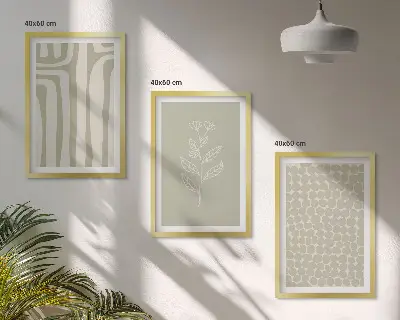 Set schilderijen voor wanddecoratie met geometrische plantmotieven