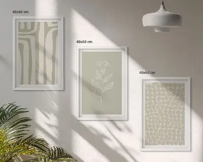 Set schilderijen voor wanddecoratie met geometrische plantmotieven