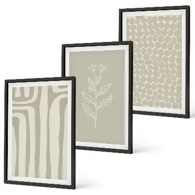 Set schilderijen voor wanddecoratie met geometrische plantmotieven